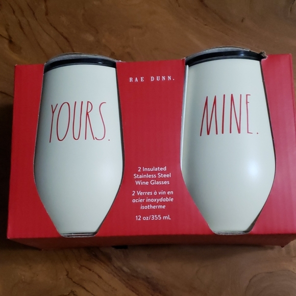 Rae Dunn Insulated  Stainless Steel Wine Glasses - Picture 1 of 2